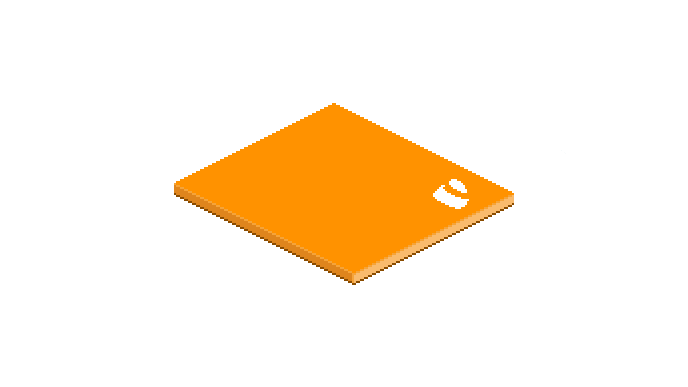 Eine orangefarbene Platte mit dem TYPO3-Logo und Schriftzug