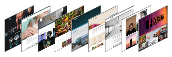Anordnung verschiedener Websites in 3D-Ansicht von Sport über Ärzte bis Agentur