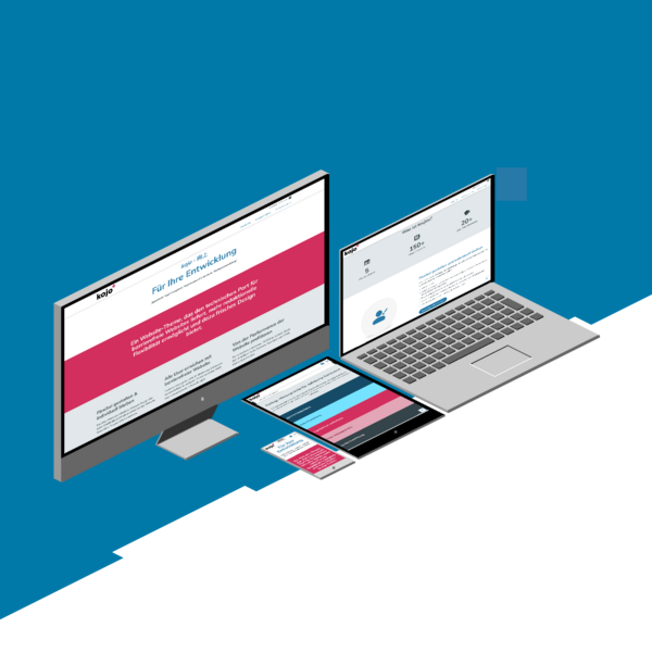 Ansicht verschiedener Endgeraete für die Website meet-kojo